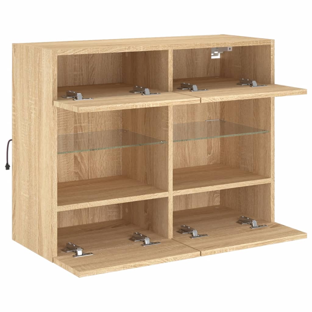 vidaXL TV Wall Cabinet with LED Lights Sonoma Oak 78,5x30x60,5 cm