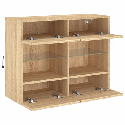 vidaXL TV Wall Cabinet with LED Lights Sonoma Oak 78,5x30x60,5 cm