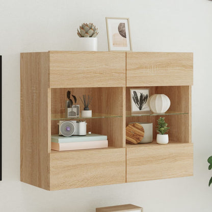 vidaXL TV Wall Cabinet with LED Lights Sonoma Oak 78,5x30x60,5 cm
