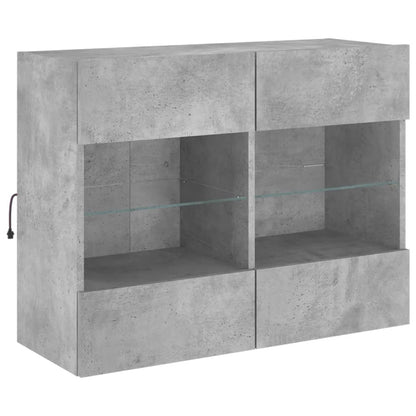 vidaXL TV Wall Cabinet with LED Lights Concrete Grey 78,5x30x60,5 cm