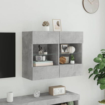 vidaXL TV Wall Cabinet with LED Lights Concrete Grey 78,5x30x60,5 cm