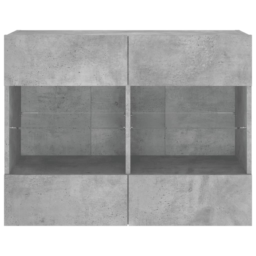 vidaXL TV Wall Cabinet with LED Lights Concrete Grey 78,5x30x60,5 cm