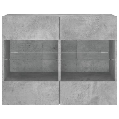 vidaXL TV Wall Cabinet with LED Lights Concrete Grey 78,5x30x60,5 cm