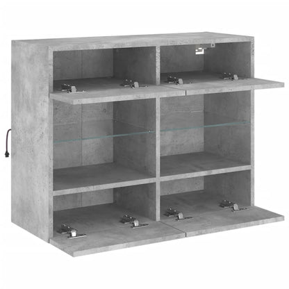 vidaXL TV Wall Cabinet with LED Lights Concrete Grey 78,5x30x60,5 cm