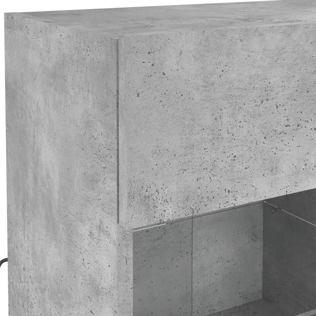 vidaXL TV Wall Cabinet with LED Lights Concrete Grey 78,5x30x60,5 cm