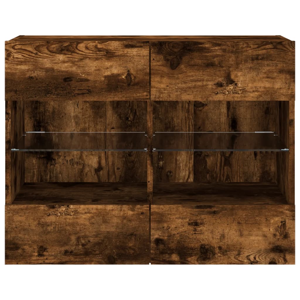 vidaXL TV Wall Cabinet with LED Lights Smoked Oak 78,5x30x60,5 cm