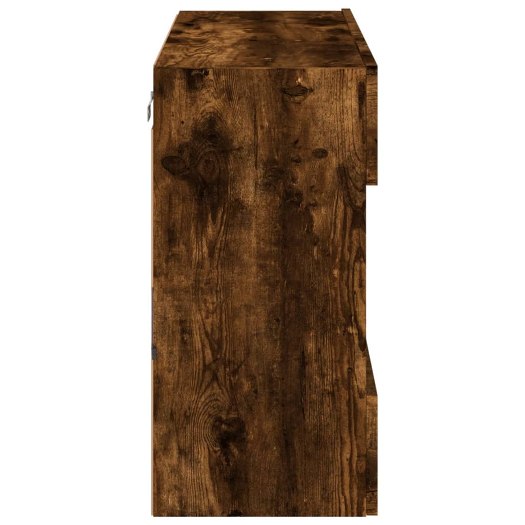vidaXL TV Wall Cabinet with LED Lights Smoked Oak 78,5x30x60,5 cm