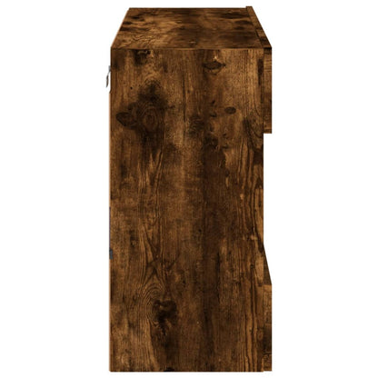 vidaXL TV Wall Cabinet with LED Lights Smoked Oak 78,5x30x60,5 cm
