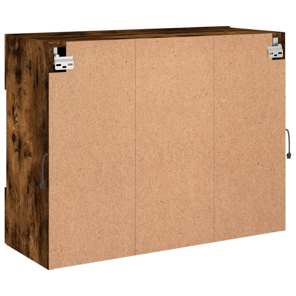 vidaXL TV Wall Cabinet with LED Lights Smoked Oak 78,5x30x60,5 cm