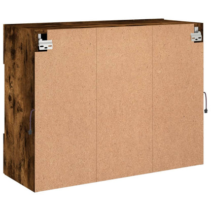 vidaXL TV Wall Cabinet with LED Lights Smoked Oak 78,5x30x60,5 cm
