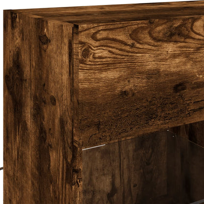 vidaXL TV Wall Cabinet with LED Lights Smoked Oak 78,5x30x60,5 cm