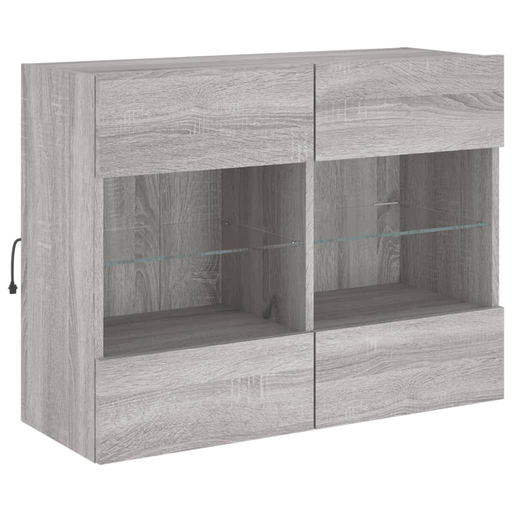 vidaXL TV Wall Cabinet with LED Lights Grey Sonoma 78,5x30x60,5 cm