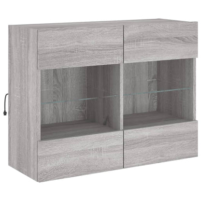vidaXL TV Wall Cabinet with LED Lights Grey Sonoma 78,5x30x60,5 cm