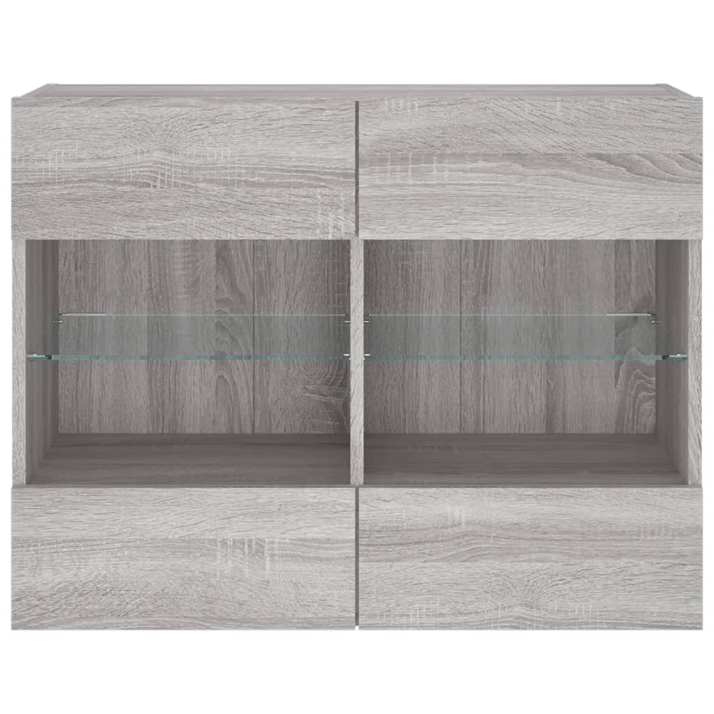 vidaXL TV Wall Cabinet with LED Lights Grey Sonoma 78,5x30x60,5 cm
