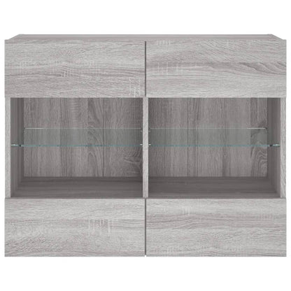 vidaXL TV Wall Cabinet with LED Lights Grey Sonoma 78,5x30x60,5 cm