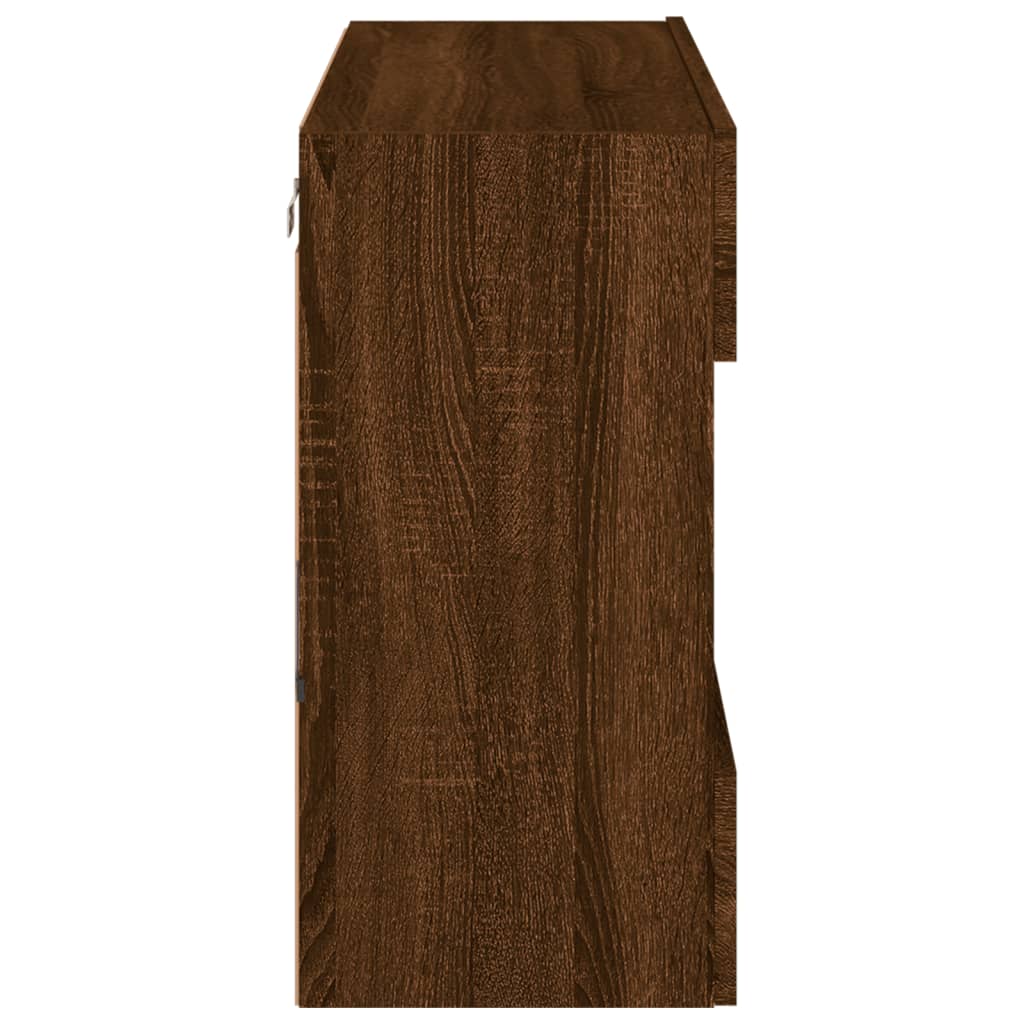 vidaXL TV Wall Cabinet with LED Lights Brown Oak 78.5x30x60.5 cm