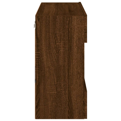 vidaXL TV Wall Cabinet with LED Lights Brown Oak 78.5x30x60.5 cm