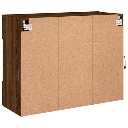 vidaXL TV Wall Cabinet with LED Lights Brown Oak 78.5x30x60.5 cm