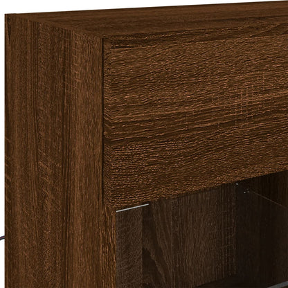 vidaXL TV Wall Cabinet with LED Lights Brown Oak 78.5x30x60.5 cm