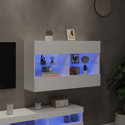 vidaXL TV Wall Cabinet with LED Lights White 98,5x30x60,5 cm