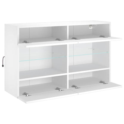 vidaXL TV Wall Cabinet with LED Lights White 98,5x30x60,5 cm