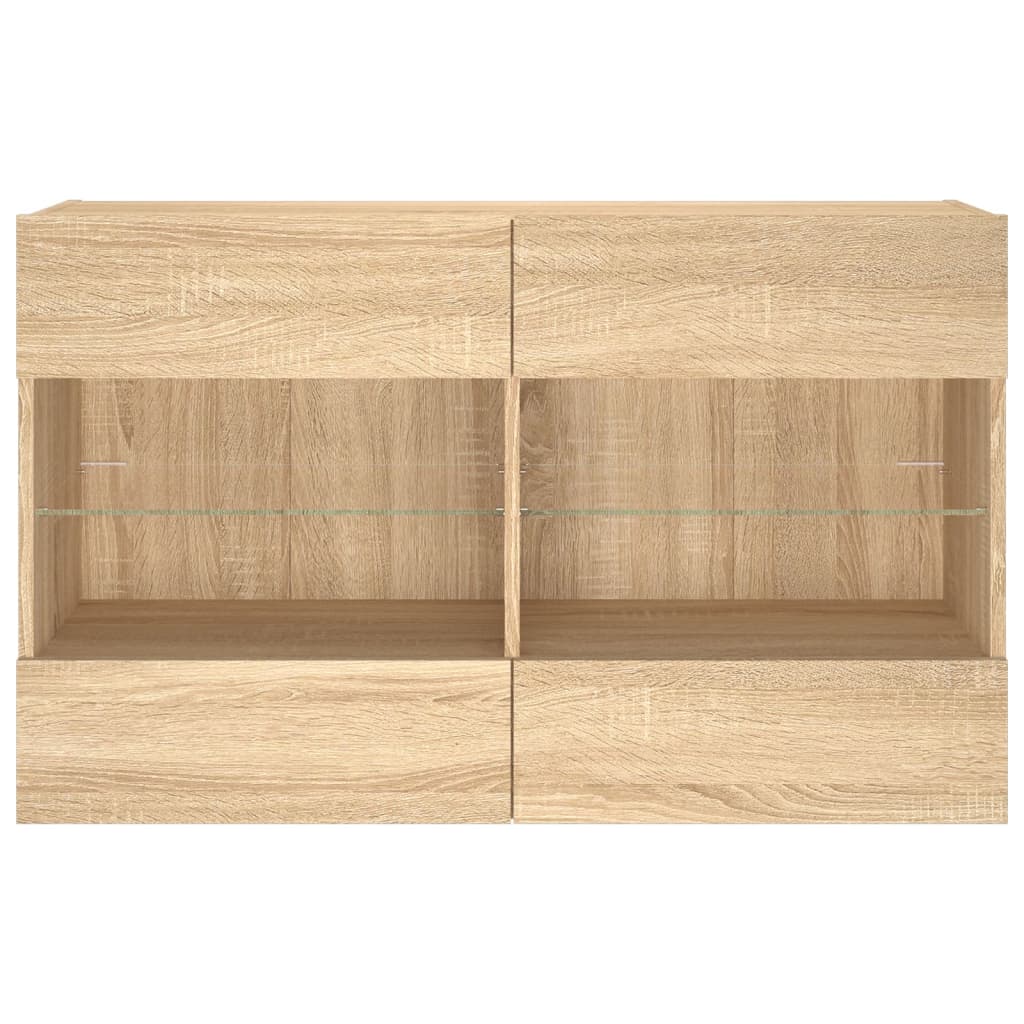 vidaXL TV Wall Cabinet with LED Lights Sonoma Oak 98.5x30x60.5 cm