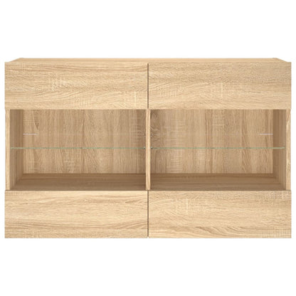 vidaXL TV Wall Cabinet with LED Lights Sonoma Oak 98.5x30x60.5 cm