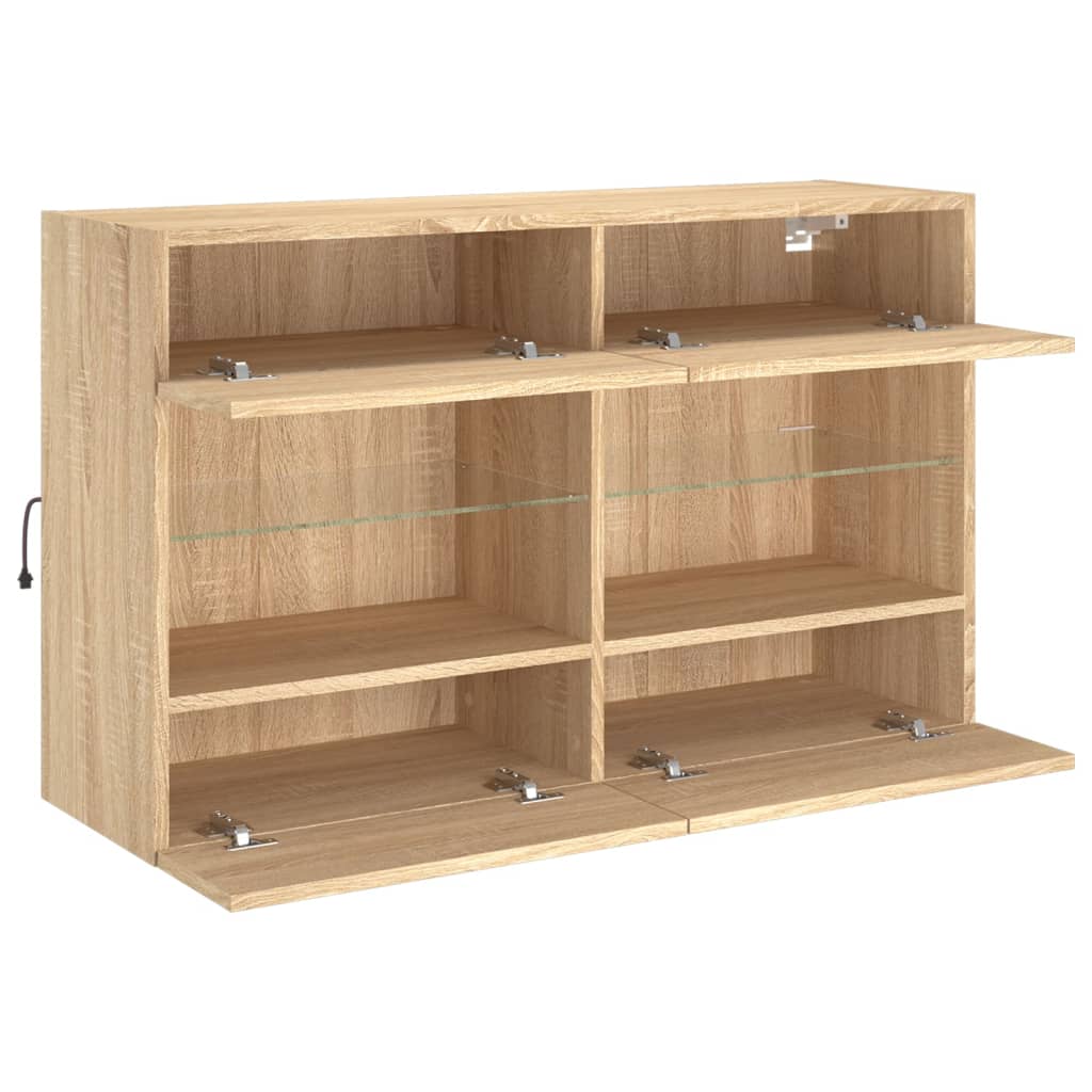 vidaXL TV Wall Cabinet with LED Lights Sonoma Oak 98,5x30x60,5 cm