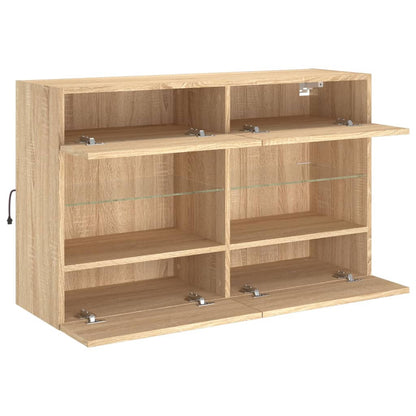 vidaXL TV Wall Cabinet with LED Lights Sonoma Oak 98,5x30x60,5 cm