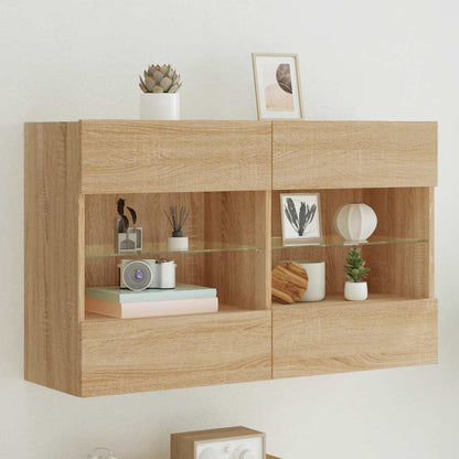 vidaXL TV Wall Cabinet with LED Lights Sonoma Oak 98.5x30x60.5 cm