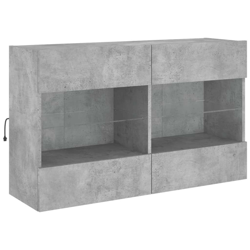 vidaXL TV Wall Cabinet with LED Lights Concrete Grey 98,5x30x60,5 cm