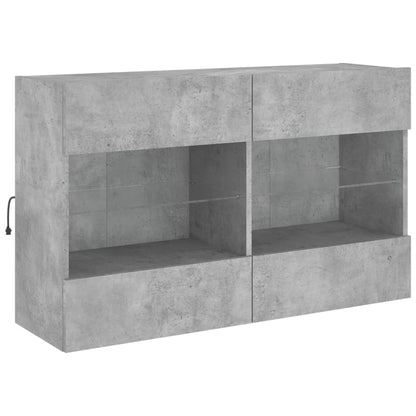 vidaXL TV Wall Cabinet with LED Lights Concrete Grey 98,5x30x60,5 cm