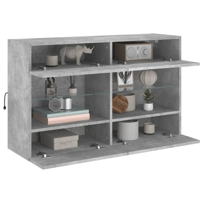 vidaXL TV Wall Cabinet with LED Lights Concrete Grey 98,5x30x60,5 cm