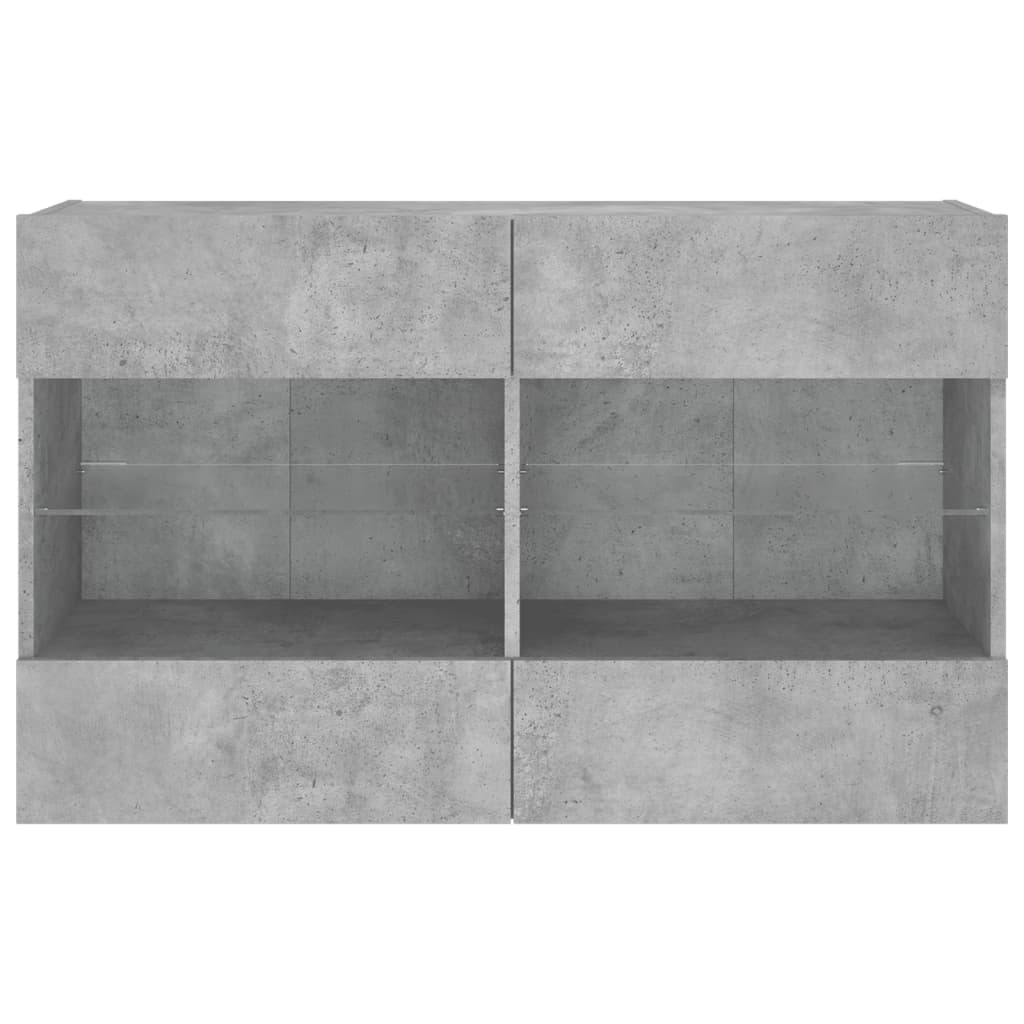 vidaXL TV Wall Cabinet with LED Lights Concrete Grey 98,5x30x60,5 cm
