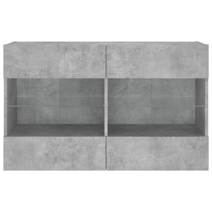 vidaXL TV Wall Cabinet with LED Lights Concrete Grey 98,5x30x60,5 cm
