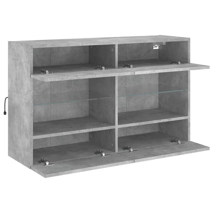 vidaXL TV Wall Cabinet with LED Lights Concrete Grey 98,5x30x60,5 cm