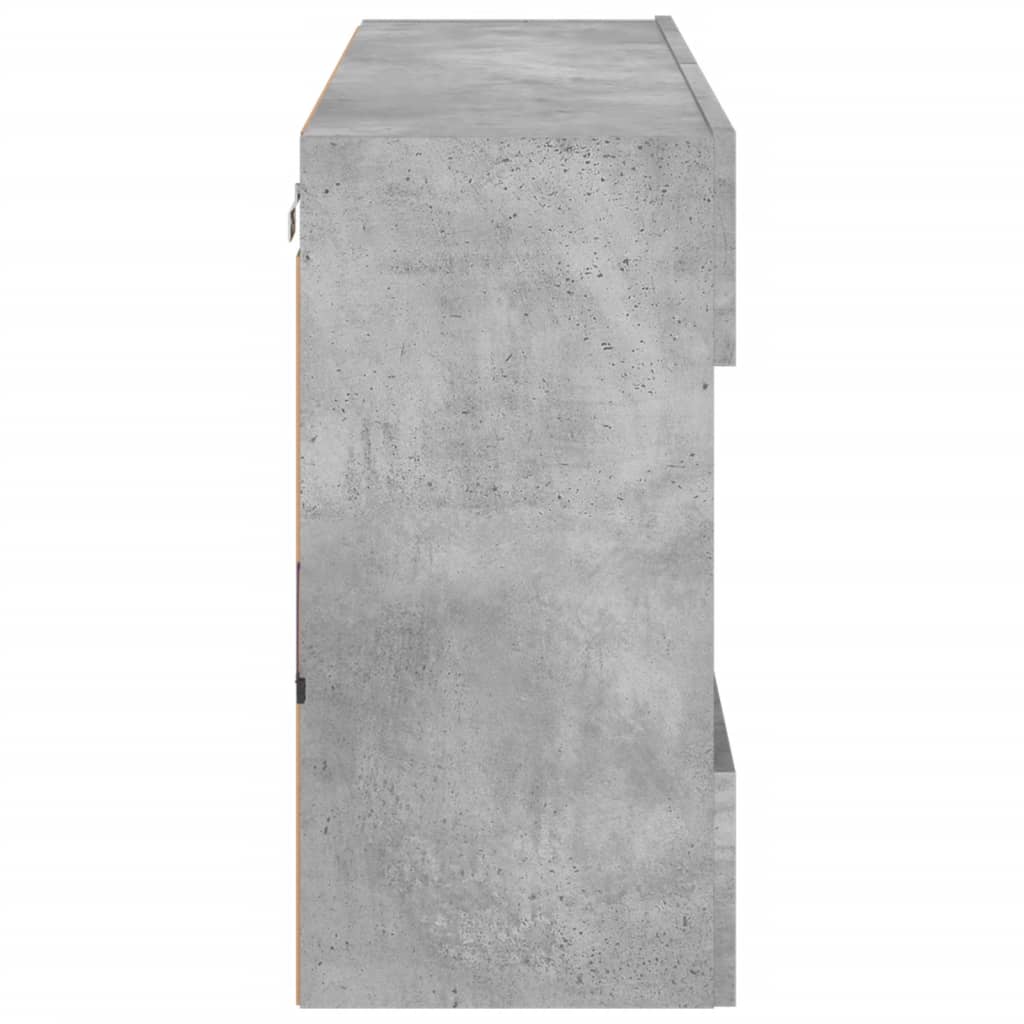 vidaXL TV Wall Cabinet with LED Lights Concrete Grey 98,5x30x60,5 cm