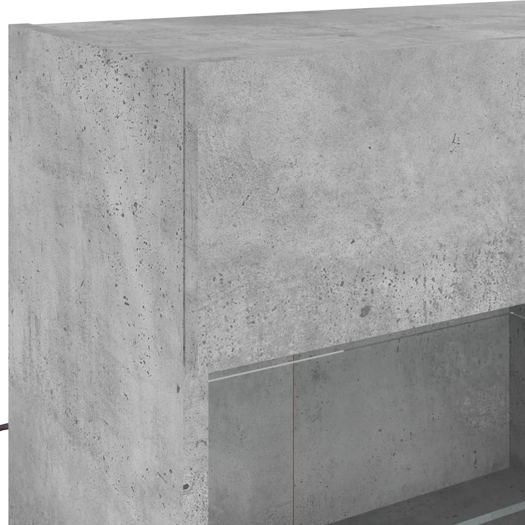 vidaXL TV Wall Cabinet with LED Lights Concrete Grey 98,5x30x60,5 cm