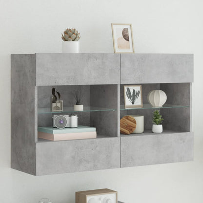 vidaXL TV Wall Cabinet with LED Lights Concrete Grey 98,5x30x60,5 cm