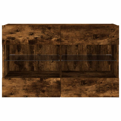 vidaXL TV Wall Cabinet with LED Lights Smoked Oak 98.5x30x60.5 cm