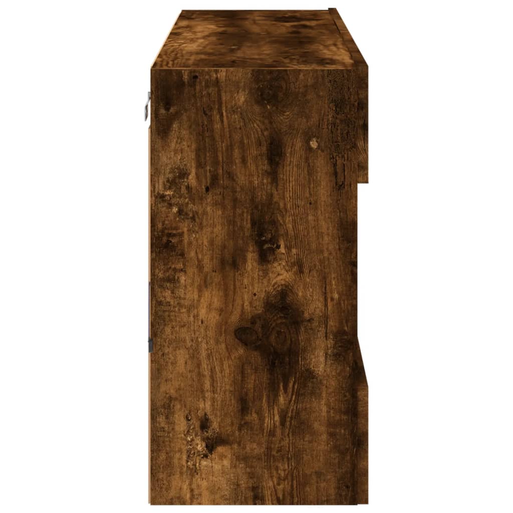 vidaXL TV Wall Cabinet with LED Lights Smoked Oak 98.5x30x60.5 cm