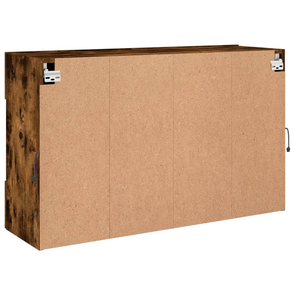 vidaXL TV Wall Cabinet with LED Lights Smoked Oak 98.5x30x60.5 cm