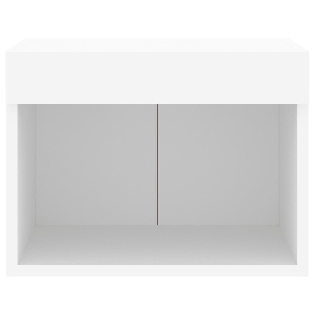 vidaXL Bedside Cabinet with LED Lights Wall-mounted White
