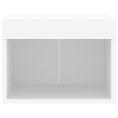 vidaXL Bedside Cabinet with LED Lights Wall-mounted White