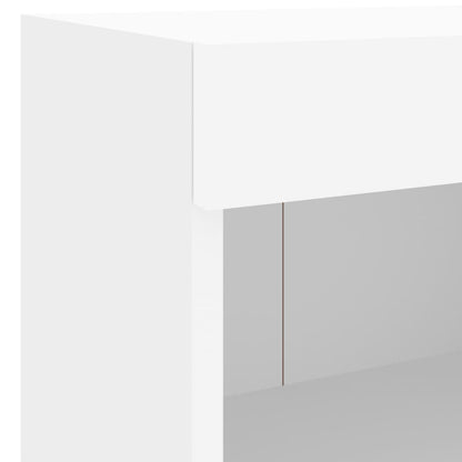 vidaXL Bedside Cabinet with LED Lights Wall-mounted White