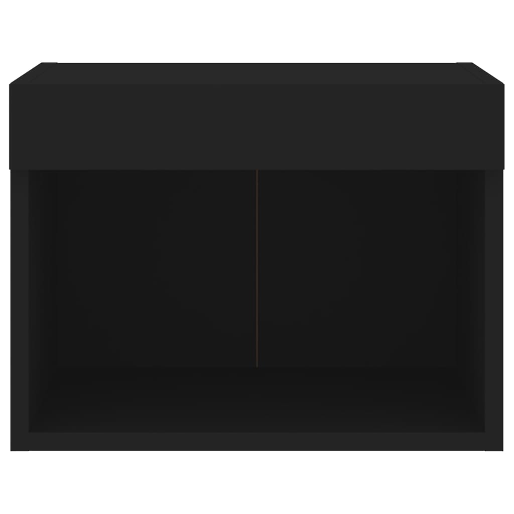 vidaXL Bedside Cabinet with LED Lights Wall-mounted Black