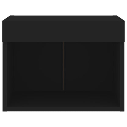 vidaXL Bedside Cabinet with LED Lights Wall-mounted Black