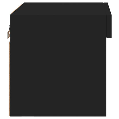 vidaXL Bedside Cabinet with LED Lights Wall-mounted Black