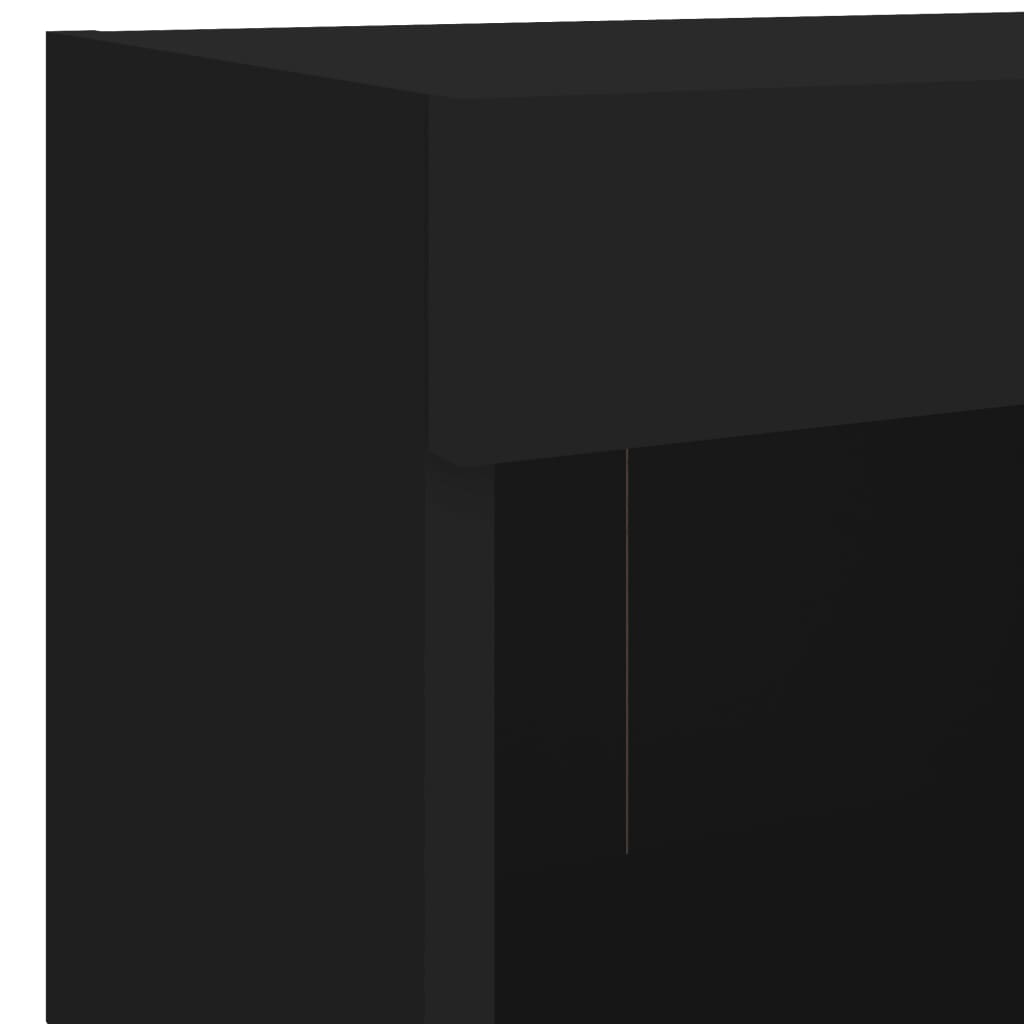 vidaXL Bedside Cabinet with LED Lights Wall-mounted Black