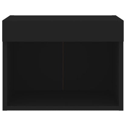 vidaXL Bedside Cabinets with LED Lights Wall-mounted 2 pcs Black